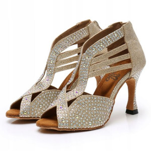 Buty Do Tańca Taneczne Szampańskie Zdobione 9cm 35