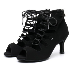 Buty Do Tańca Taneczne Sznurowane Czarne 7,5cm 35