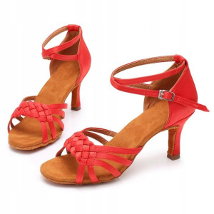 Buty Do Tańca Towarzyskiego Wygodne 7cm - Czerwone 36