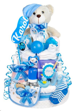 Prima gigant tort z pieluch pampers z misiem