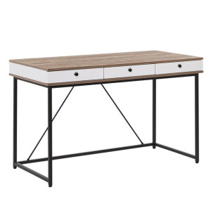 Biurko 120 x 60 cm jasne drewno z czarnym HINTON