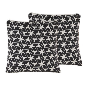 Zestaw 2 poduszek dekoracyjnych geometryczny wzór 45 x 45 cm czarno-biały A