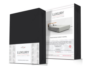 Prześcieradło jersey elastan z gumką BLACK/CZARNY/160x200x30