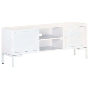 Szafka pod TV, biała, 115x30x46 cm, lite drewno mango