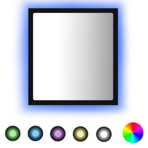 Lustro łazienkowe LED, czarne, 40x8,5x37cm, płyta wiórowa