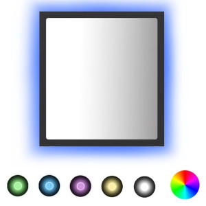 Lustro łazienkowe LED, szare, 40x8,5x37cm, płyta wiórowa