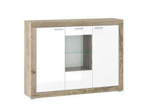 Komoda MARTIN1 Front Biały Połysk MDF / Dąb Szary Craft