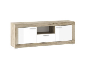 Komoda RTV MARTIN3 Front Biały Połysk MDF / Dąb Szary Craft ARDSEL