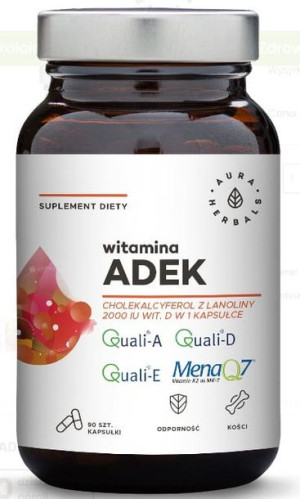 Witamina adek a d3 e k2 mk7 Aura Herbals 90 kapsułek