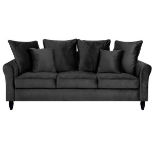 Sofa 3-osobowa welurowa czarna BORNHOLM