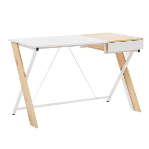 Biurko 120 x 60 cm jasne drewno z białym HAMDEN