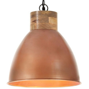 Industrialna lampa wisząca, miedziana, żelazo i drewno, 46 cm