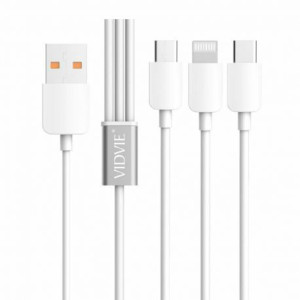Kabel USB VIDVIE CB414 3w1 biały