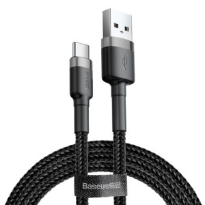 Kabel Nylonowy Baseus Cafule USB-C 3A, czarny/szary