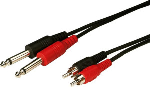 Kable połączeniowe audio 2 x wtyk RCA na 2 x wtyk 6.3mm mono