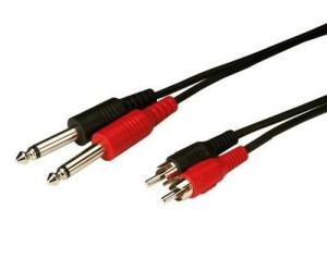 Kable połączeniowe audio 2 x wtyk RCA na 2 x wtyk 6.3mm mono