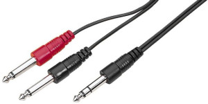 Kable połączeniowe audio 1 x wtyk 6,3mm stereo na 2 x wtyk 6.3mm mono