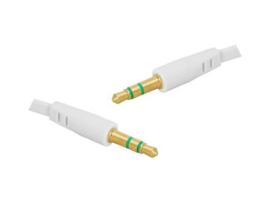 Kabel jack 3.5mm - jack 3.5mm płaski biały 1m