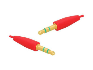 Kabel jack 3.5mm - jack 3.5mm płaski czerwony 1m