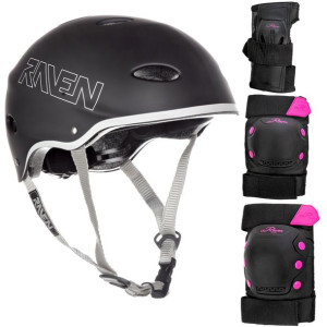 Zestaw RAVEN Kask F511 Black M+Ochraniacze M