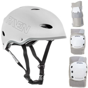 Zestaw RAVEN Kask F511 Grey S +Ochraniacze S