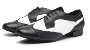 Męskie Buty Do Tańca Taneczne Skóra Czarno Białe 46