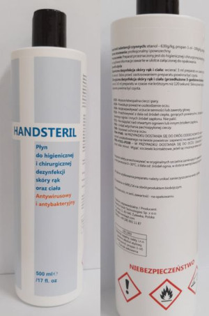 HANDSTERIL - Płyn do higienicznej i chirurgicznej dezynfekcji skóry rąk ora