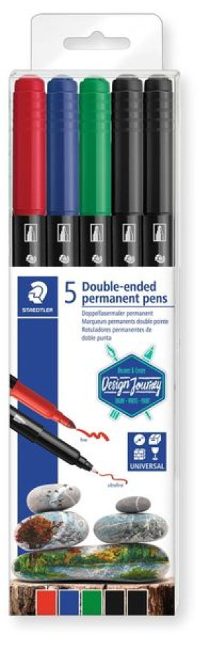 STAEDTLER Flamastry dwustronne permanentne 5 kolorów