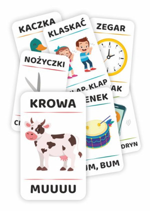 KARTY OBRAZKOWE - ONOMATOPEJE (zestaw 45 kart)