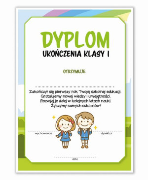 Dyplom Ukończenia Klasy Pierwszej - A4