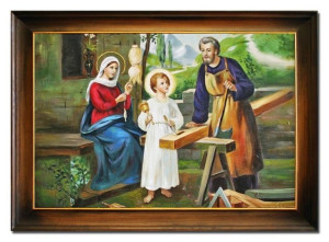 Obraz Świętej Rodziny na ślub 75x105 cm obraz olejny na płótnie w ramie