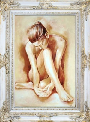 Obraz ręcznie malowany na płótnie 78x98cm akt kobiecy