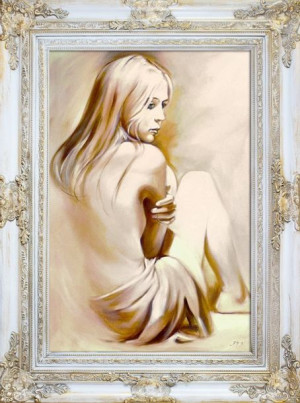 Obraz ręcznie malowany na płótnie 78x98cm akt kobiecy