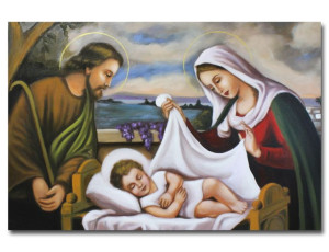 Obraz Świętej Rodziny na ślub 60x90 cm obraz olejny na płótnie