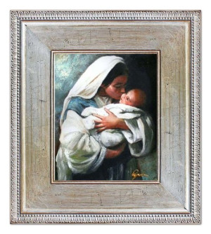 Obraz Matki Boskiej z Dzieciątkiem 72x82 cm obraz olejny na płótnie w ramie