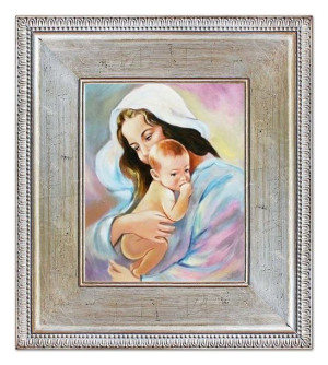 Obraz Matki Boskiej z Dzieciątkiem 72x82 cm obraz olejny na płótnie w ramie