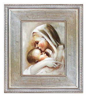 Obraz Matki Boskiej z Dzieciątkiem 72x82 cm obraz olejny na płótnie w ramie
