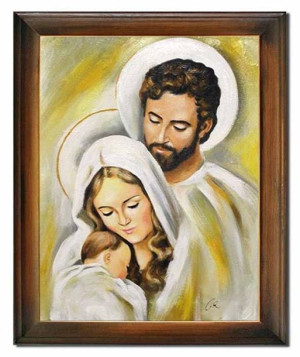 Obraz Świętej Rodziny na ślub 64x84 cm obraz olejny na płótnie w ramie