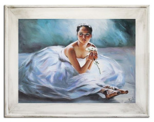 Obraz olejny ręcznie malowany 92x72cm Baletnica