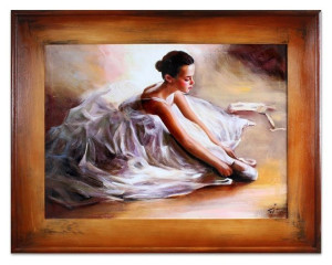 Obraz olejny ręcznie malowany 92x72cm Baletnica