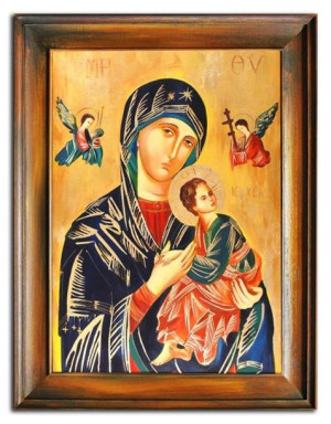 Obraz Matki Boskiej z Dzieciątkiem i Aniołami 63x83 cm obraz olejny na płót