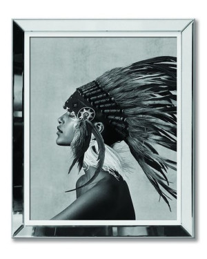 Obraz w lustrzanej ramie czarno biały nowoczesny Indianin 51x61cm