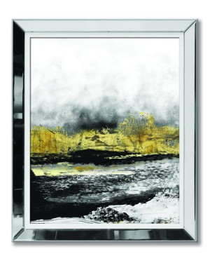 Obraz w lustrzanej ramie do salonu Glamour złoty pejzaż 51x61cm