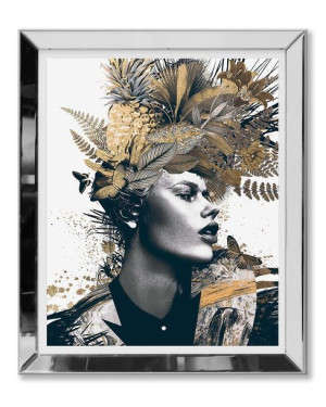 Obraz w lustrzanej ramie do salonu Glamour kobieta w złotym wianku 51x61cm