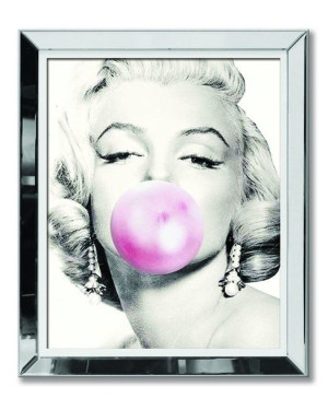 Obraz w lustrzanej ramie Marilyn Monroe z różowym balonem 51x61cm