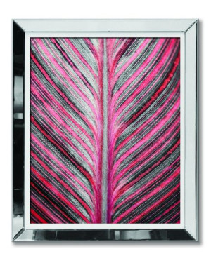 Obraz w lustrzanej ramie różowy liść glamour 51x61cm