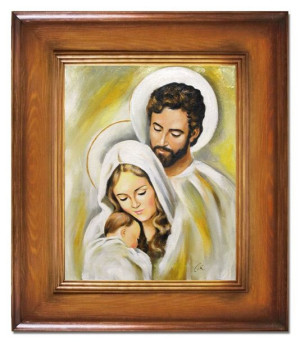 Obraz Świętej Rodziny na ślub 66x76 cm obraz olejny na płótnie w ramie