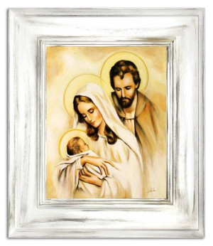 Obraz Świętej Rodziny na ślub 66x76 cm obraz olejny na płótnie w białej ram