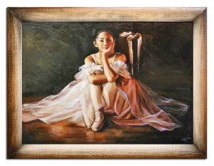 Obraz Baletnica w zadumie 64x84cm obraz malowany na płótnie