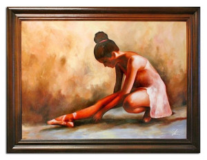 Obraz Baletnica 63x84cm obraz malowany na płótnie brązowy
